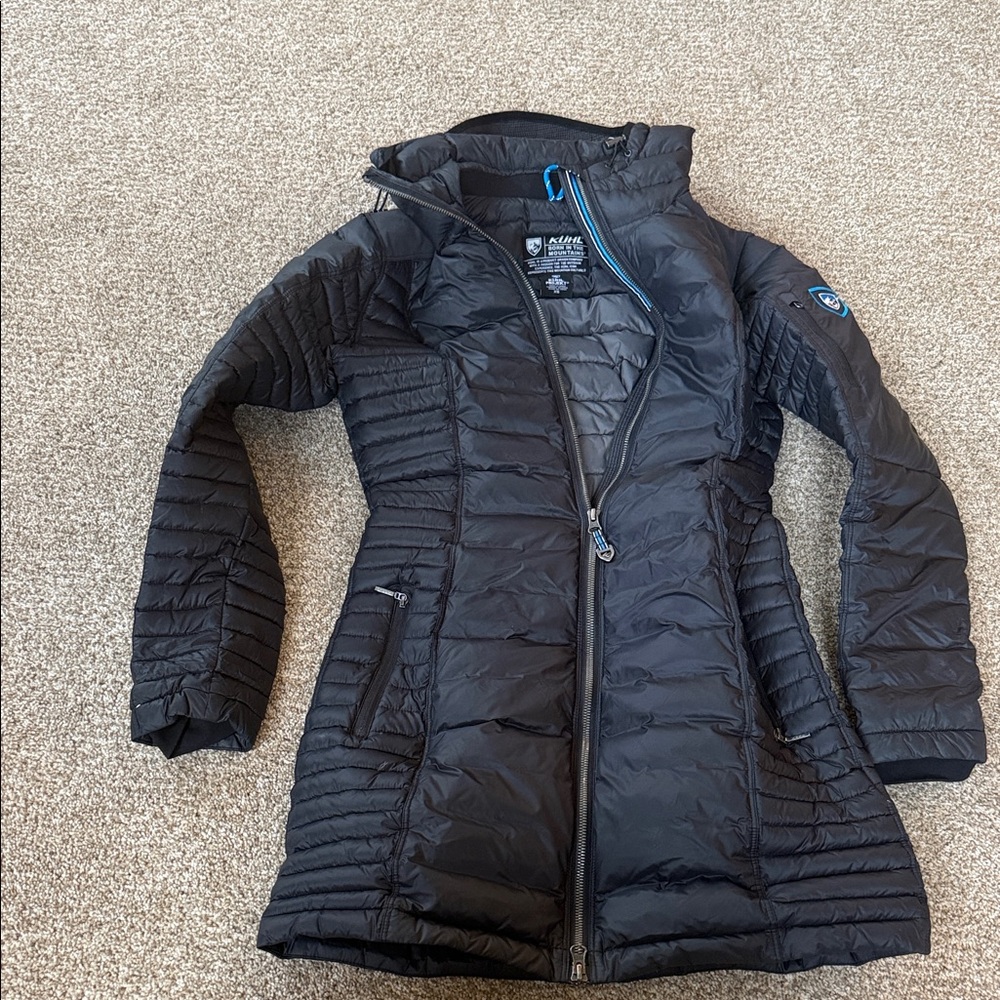 Kuhl Women's Black Puffer Jacket with Blue Trim